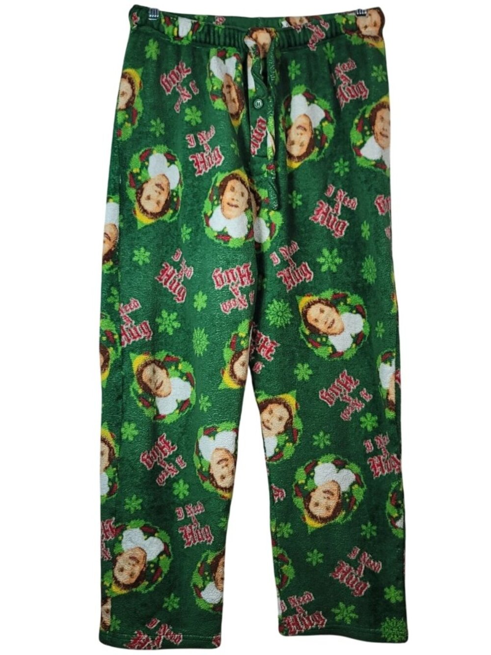 ELF Movie Mens I Need a Hug Fleece Pajama Pants Green Large Lounge Christmas